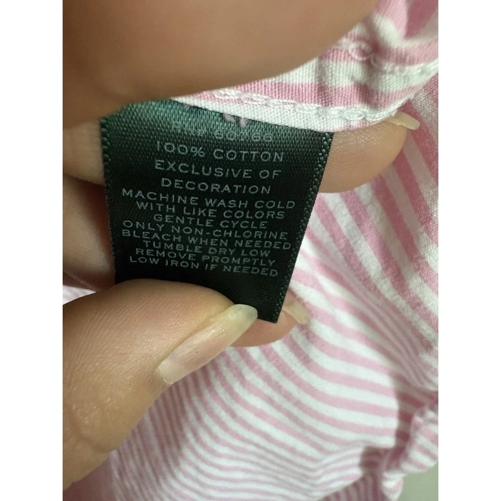 Lauren Ralph Lauren Black Label Pajama Sleep Shirt Pink Striped Cotton SMALL